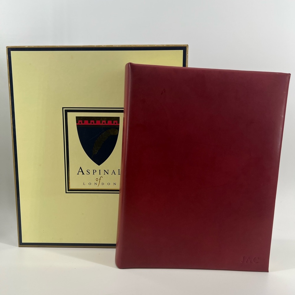 Fine Leather Memory Album Handmade Aspinal of London Maroon Red 12" X 9.5” RARE